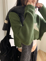 リムグリーンスタークロップニット