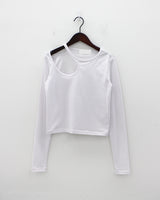 ショルダーカットアウトTシャツ / Shoulder cut-out T-shirt (3color)