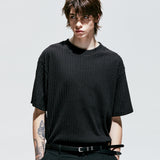ジャカードニットTシャツ / jacquard knit t-shirt black