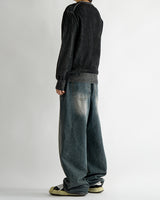 Vintage brush blue denim pants