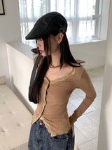 Romin lace long-sleeved cardigan