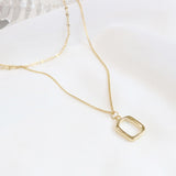 デイリースクエアレイヤードネックレス / Daily Square Layered Necklace (2 color)