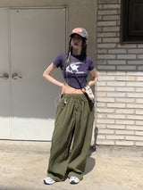 星スタープリントクロップ半袖Tシャツ / Fohil Star Printed Cropped Short-Sleeved T-Shirt