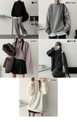 パグボクシーフィットルースハーフタートルネックTシャツ