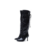 Wide Long Boots Heel(Black)