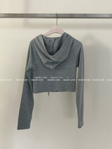 Star cropped mini hoodie zip-up