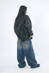 Oil dirty washed over denim pants