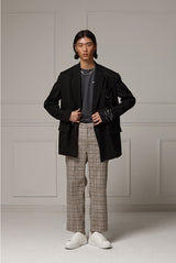Cropped slacks - Beige check (4618141859958)