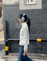ユニークなポケットニットジップアップ