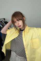 HALF COTTON OVERFIT SHIRTS (YELLOW)