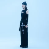 クロスラップスカートパンツ/1 0 cross wrap skirt pants - BLACK