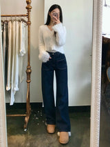 ワイドフィットダークブルーデニムパンツ / WIDE FIT DARK BLUE DENIM PANTS [17790]