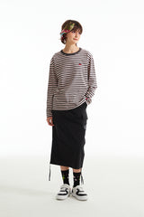 チェリーストライプロングスリーブTシャツ／CHERRY STRIPE LONG SLEEVE T-SHIRT [BLACK]