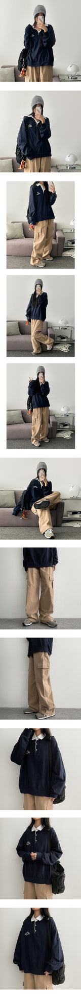 [Wide, jogger two way] Peta Tantan cargo wide pants