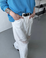 SOブランクビンテージホワイトデニムパンツ / SO Blanc Vintage White Denim Pants