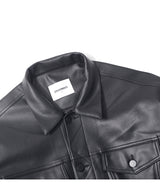 GB Synthetic Leather Trucker Jacket (Black)