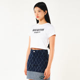 スティプル半袖クロップTシャツ / STIPPLE SHORT SLEEVE CROP TEE (WHITE)