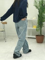 Coupure wide denim pants