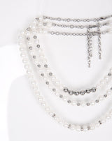 No.8707 HOLY IN CODE pearl & surgical 3type necklace (6615452287094)