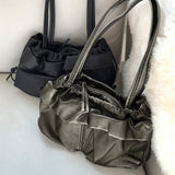 Wiltz leather washed pocket side zipper shoulder bag