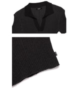 ストライプ カラー クロップ ニット /  CHARMS STRIPE COLLAR CROP KNIT BK