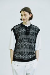クロシェリップベスト/crochet rip vest black