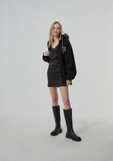HEAVY WEIGHT OVERFITTED UNIVERSITY LOGO EMBROIDERY HOODIE ZIP UP_ BLACK (6682312212598)