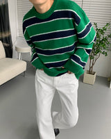 ウォパラウンドネックストライプモヘアニットウェア / EV WOPA Round Neck Striped Mohair Knitwear (3 colors)
