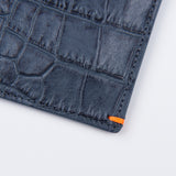 CROCODILE EMBO POCKET WALLET-NAVY/GRAY
