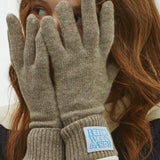 BUBBLE LABEL CASHMERE WOOL BLENDED GLOVES_MOCHA