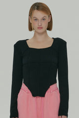  SOFT SQUARE NECK TOP / BLACK