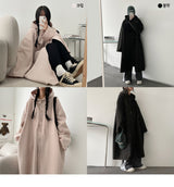 Rockle Big Boxy Hooded Button Long Bomber Jacket