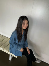 Bold denim loose fit shirt