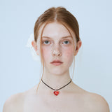 HEART STRIPE NECKLACE (RED)