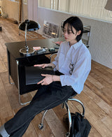ストライプジェーンクロップシャツ(2 color) (6675320471670)