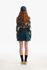 スモールチェリーアーガイルカラーニット／SMALL CHERRY ARGYLE COLLAR KNIT [GRAY CHARCOAL]