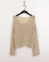 [5color]ジュエルサマーボートネック長袖ネットニット / Juel Summer Boat Neck Long Sleeve Net Knit