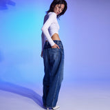 BRUSH WASHING DENIM RELAXFIT-BLUE
