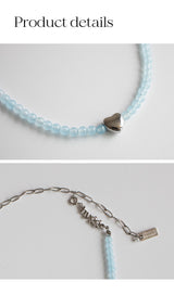 ブルーソーダジェムストーンサージカルネックレス/Blue soda gemstone surgical necklace