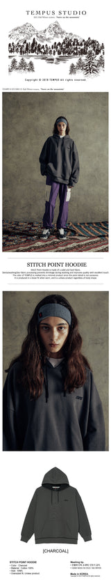 スティッチポイントフーディー / STITCH POINT HOODIE [CHARCOAL]