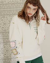 グラニースクエアハーフジップアップスウェット/GRANNY SQUARE HALF ZIP UP SWEATSHIRT CREAM