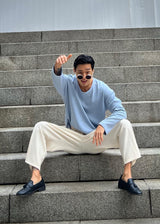 Waffle U-Neck Long Sleeve 4COLOR