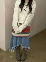 ビンテージジーンズダメージロングスカート / vintage jean damage long skirt