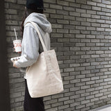 Corduroy simple line bag - ivory