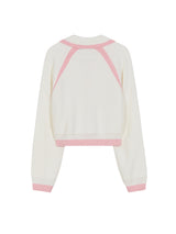 ブークルニットクロップジップアップ/BOUCLE KNIT CROP ZIP UP IVORY