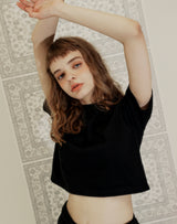 YELLOW TAP CROP T-SHIRT BLACK (6691419553910)