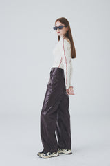 ビーガンレザーワイドパンツ / Vegan Leather Wide Pants [Dark Burgundy]