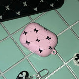ビンテージブラックリボンエアポッズケース / vintage black ribbon airpods case (pink)