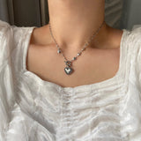 eh ユニークハートサージカルトグルバーネックレス/eh Unique Heart Surgical Toggle Bar Necklace