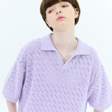 スカシカラーハーフスリーブニット / Skashi collar half sleeve knit